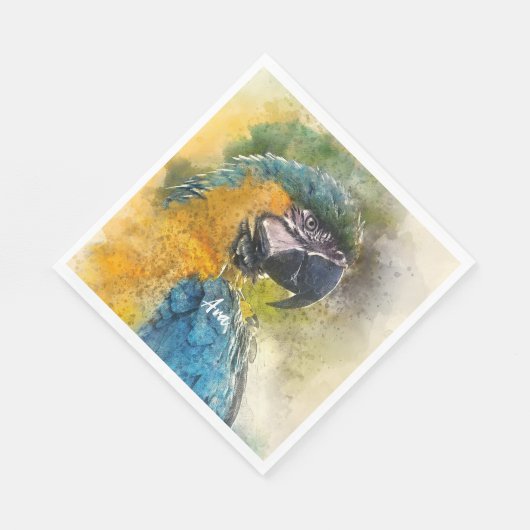Blau-Gelb-Maca (Ara ararauna) Serviette (Ecke)