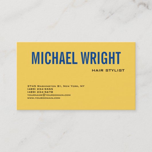 Blau gelb Modern Schlicht einfach Minimalistisch Visitenkarte (Vorderseite)