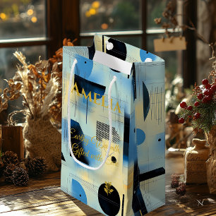 Blau & Gelb Moderne geometrische Stille Kunst Kleine Geschenktüte