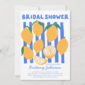 Blau-Gelb Modernes Lemon-Brautparty Einladung (Vorderseite)