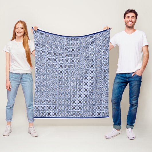Blau-gelb-Muster im mediterranen Stil Fleecedecke (Beispiel)