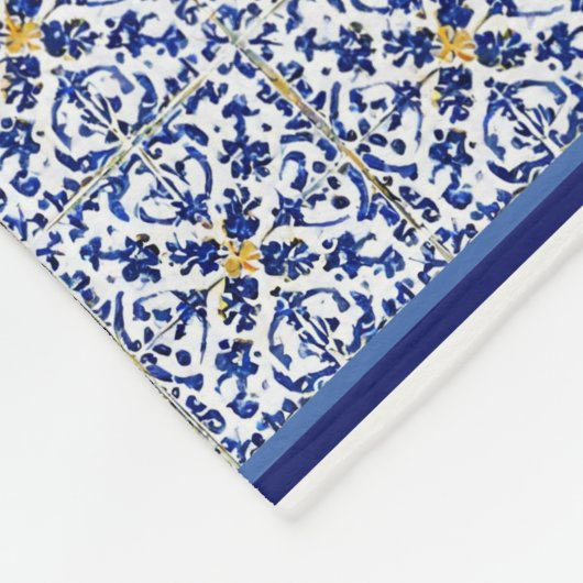 Blau-gelb-Muster im mediterranen Stil Fleecedecke (Ecke)