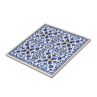 Blau-gelb-Muster im mediterranen Stil Fliese