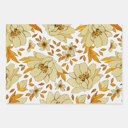 Blau-Gelb-Orange-Blume Geschenkpapier Set (Vorderseite 3)