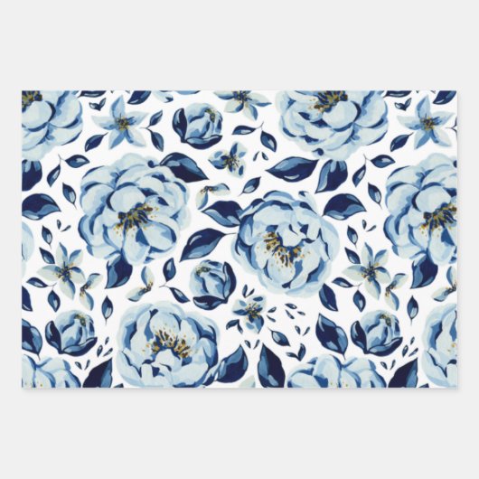 Blau-Gelb-Orange-Blume Geschenkpapier Set (Vorderseite 2)