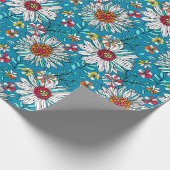 Blau-Gelb-Orange-Blume Muster Geschenkpapier (Ecke)