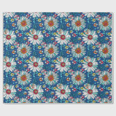 Blau-Gelb-Orange-Blume Muster Geschenkpapier (Flach)