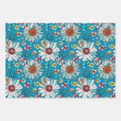 Blau-Gelb-Orange-Blume Muster Geschenkpapier Set (Vorderseite 2)