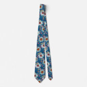 Blau-Gelb-Orange-Blume Muster Krawatte (Vorderseite)