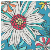 Blau-Gelb-Orange-Blume Muster Stoff (Nahaufnahme)