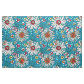 Blau-Gelb-Orange-Blume Muster Stoff (Fat Quarter (45,7 x 55,9 cm))