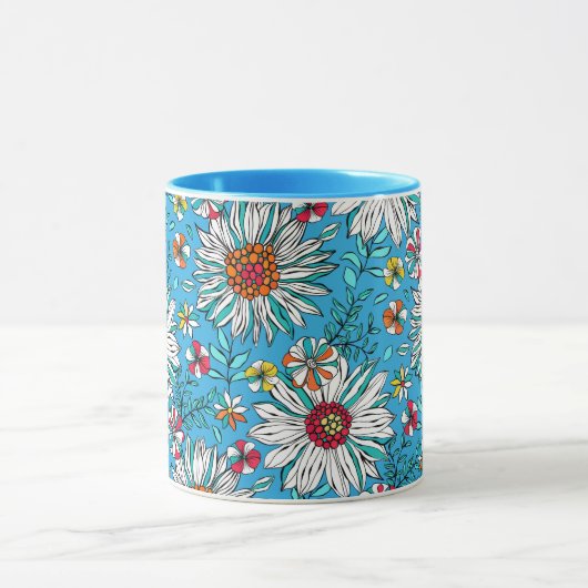 Blau-Gelb-Orange-Blume Muster Tasse (Zentrum)
