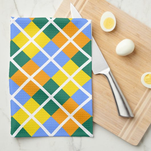 Blau-Gelb-Orange Geschirrtuch (Viertel Falte)