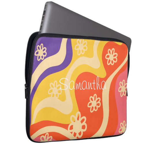 Blau, gelb, orange, rosa, Abstrakt Laptopschutzhülle (Vorne Rechts)