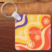 Blau, gelb, orange, rosa, Abstrakt Schlüsselanhänger (Vorderseite)