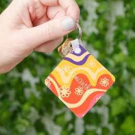 Blau, gelb, orange, rosa, Abstrakt Schlüsselanhänger