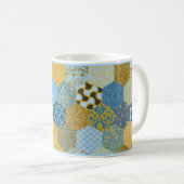 Blau-Gelb-Patchwork-Tasse Kaffeetasse (VorderseiteRechts)
