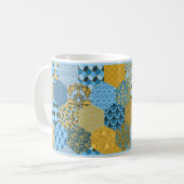 Blau-Gelb-Patchwork-Tasse Kaffeetasse (Vorderseite Links)