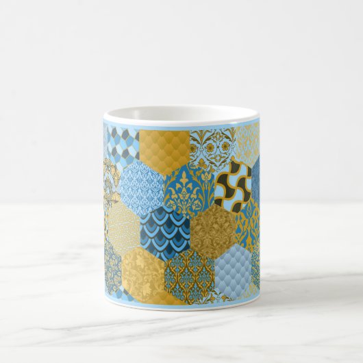 Blau-Gelb-Patchwork-Tasse Kaffeetasse (Mittel)
