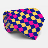 Blau Gelb Pink Karomuster Design  Krawatte (Gerollt)