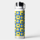 Blau-Gelb-Quadrat geometrisches Design Hot-Cold Trinkflasche (Hinten)