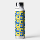 Blau-Gelb-Quadrat geometrisches Design Hot-Cold Trinkflasche (rechts)
