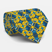 Blau-Gelb-Rastermuster Krawatte (Gerollt)