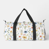 Blau Gelb Rosa Blumen Boho Wildblume Duffle Bag (Vorderseite)