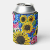 Blau-gelb rosa Floral Nahtlos Dosenkühler (Kanne Rückseite)