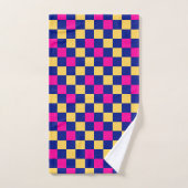 Blau Gelb Rosa Karomuster Design Badhandtuch Set (Handtuch)
