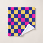 Blau Gelb Rosa Karomuster Design Badhandtuch Set (Waschlappen)