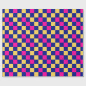Blau Gelb Rosa Karomuster Design  Geschenkpapier (Flach)