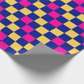 Blau Gelb Rosa Karomuster Design  Geschenkpapier (Ecke)
