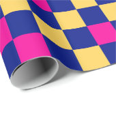 Blau Gelb Rosa Karomuster Design  Geschenkpapier (Rolleneckpunkt)