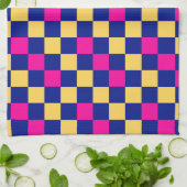 Blau Gelb Rosa Karomuster Design Geschirrtuch (Gefaltet)