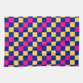 Blau Gelb Rosa Karomuster Design Geschirrtuch (Horizontal)