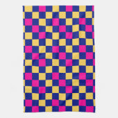 Blau Gelb Rosa Karomuster Design Geschirrtuch (Vertikal)