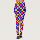 Blau Gelb Rosa Karomuster Design  Leggings (Rückseite)