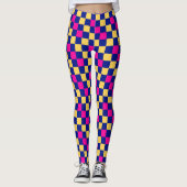 Blau Gelb Rosa Karomuster Design  Leggings (Vorderseite)
