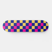 Blau Gelb Rosa Karomuster Design Skateboard (Horizontal)