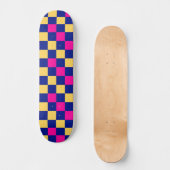 Blau Gelb Rosa Karomuster Design Skateboard (Vorderseite)