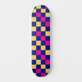 Blau Gelb Rosa Karomuster Design Skateboard (Vorderseite)