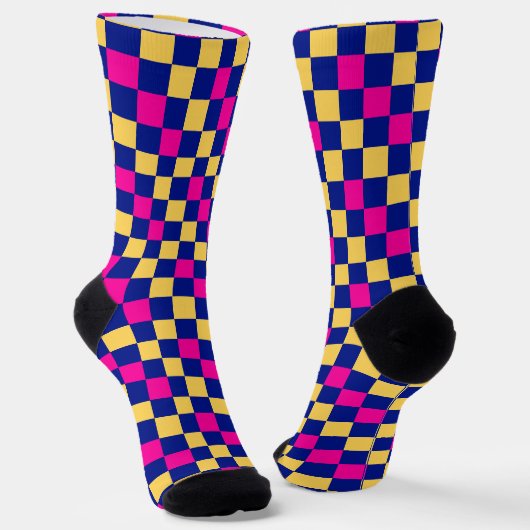 Blau Gelb Rosa Karomuster Design Socken (Gewinkelt)