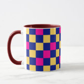 Blau Gelb Rosa Karomuster Design Tasse (Links)