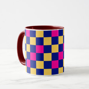 Blau Gelb Rosa Karomuster Design  Tasse