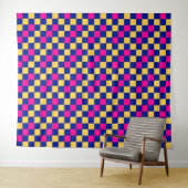 Blau Gelb Rosa Karomuster Design Wandteppich (Beispiel (Horizontal))