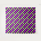 Blau Gelb Rosa Karomuster Design Wandteppich (Vorderseite (Horizontal))