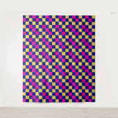 Blau Gelb Rosa Karomuster Design Wandteppich (Vorderseite)