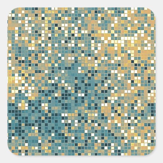 Blau-Gelb-Tile-Muster Quadratischer Aufkleber (Vorderseite)