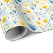 Blau-Gelb und blau-botanisch Geschenkpapier (Rolleneckpunkt)